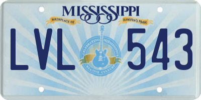 MS license plate LVL543