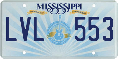 MS license plate LVL553