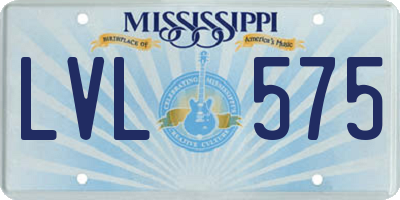 MS license plate LVL575