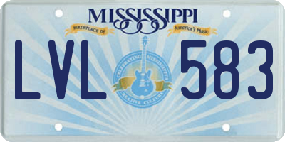 MS license plate LVL583