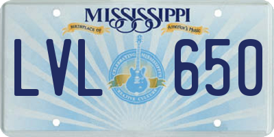 MS license plate LVL650