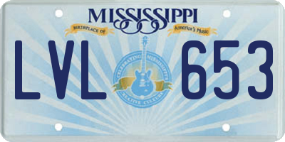 MS license plate LVL653