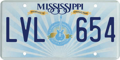 MS license plate LVL654