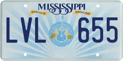 MS license plate LVL655