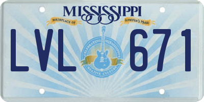 MS license plate LVL671