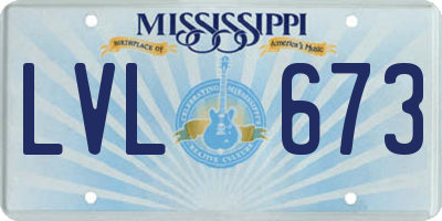 MS license plate LVL673
