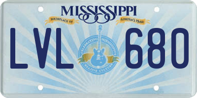 MS license plate LVL680