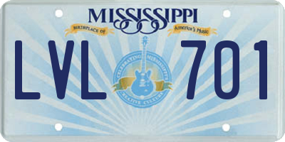 MS license plate LVL701