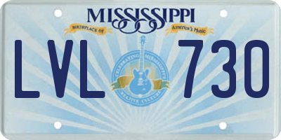 MS license plate LVL730
