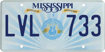 MS license plate LVL733