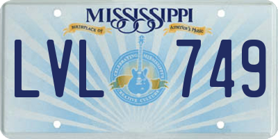 MS license plate LVL749