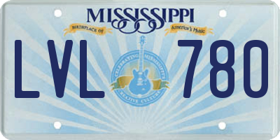 MS license plate LVL780