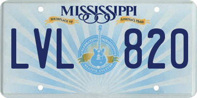 MS license plate LVL820