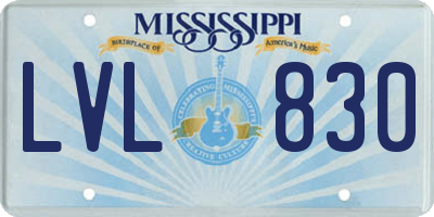 MS license plate LVL830