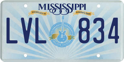 MS license plate LVL834