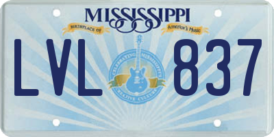 MS license plate LVL837