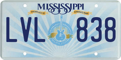 MS license plate LVL838