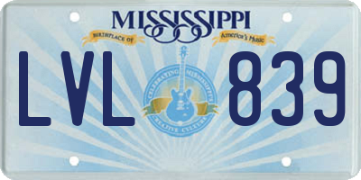 MS license plate LVL839