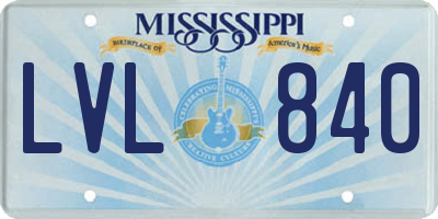 MS license plate LVL840