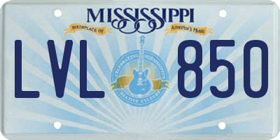 MS license plate LVL850