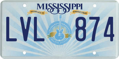 MS license plate LVL874