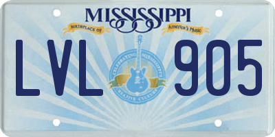 MS license plate LVL905