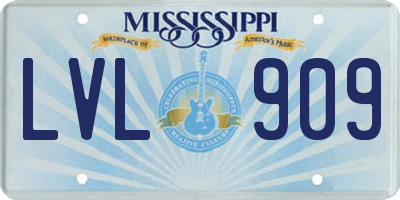MS license plate LVL909