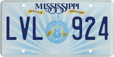 MS license plate LVL924