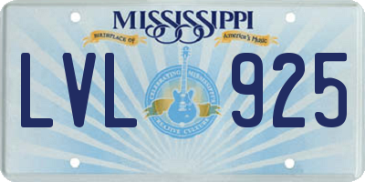MS license plate LVL925