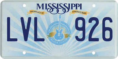 MS license plate LVL926