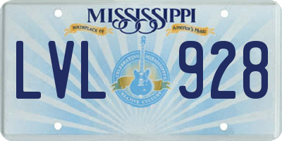 MS license plate LVL928