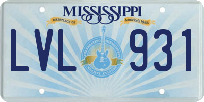 MS license plate LVL931