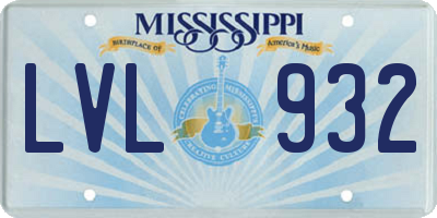 MS license plate LVL932