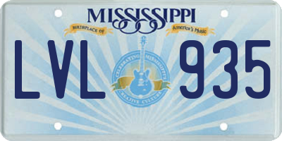 MS license plate LVL935