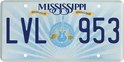 MS license plate LVL953