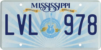 MS license plate LVL978