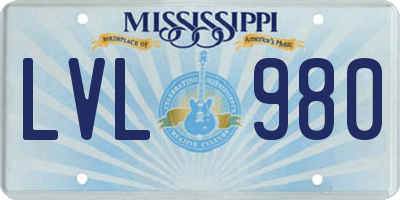 MS license plate LVL980