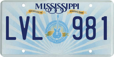 MS license plate LVL981