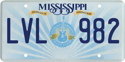 MS license plate LVL982