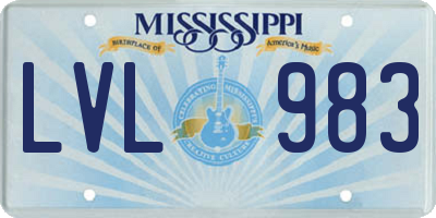 MS license plate LVL983