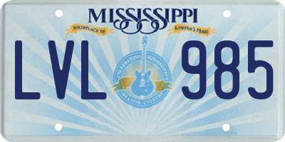 MS license plate LVL985