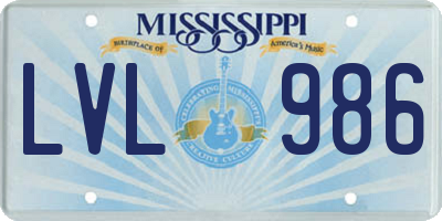 MS license plate LVL986