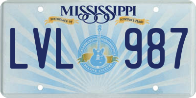 MS license plate LVL987