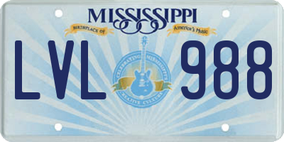 MS license plate LVL988
