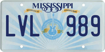 MS license plate LVL989