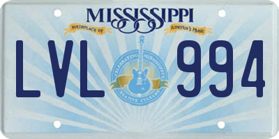 MS license plate LVL994