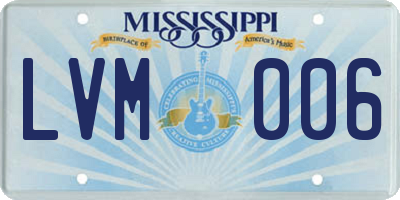 MS license plate LVM006