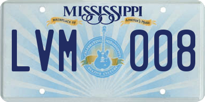 MS license plate LVM008