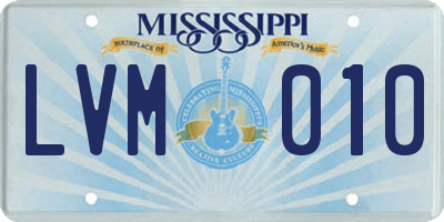 MS license plate LVM010