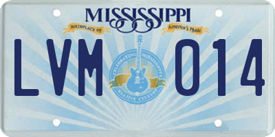 MS license plate LVM014